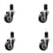 Service Caster 3.5'' SS Thermoplastic Rubber Wheel Swivel 1-5/8'' Expanding Stem Caster Set, 4PK SCC-SSEX20S3514-TPRB-158-4 - alternate 1